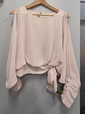 Mono B Blush Pink Oversized Tie Hem Top